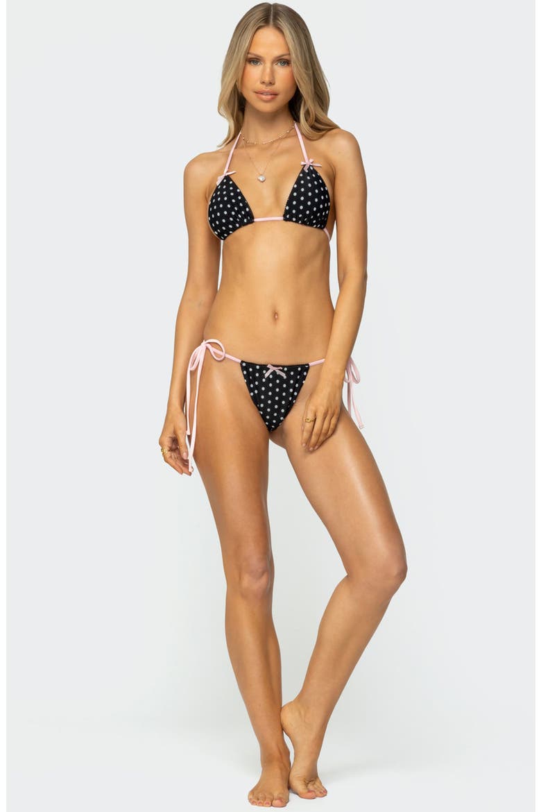 Leigh Polka Dot Side Tie Bikini Bottoms, Alternate, color, BLACK-AND-WHITE