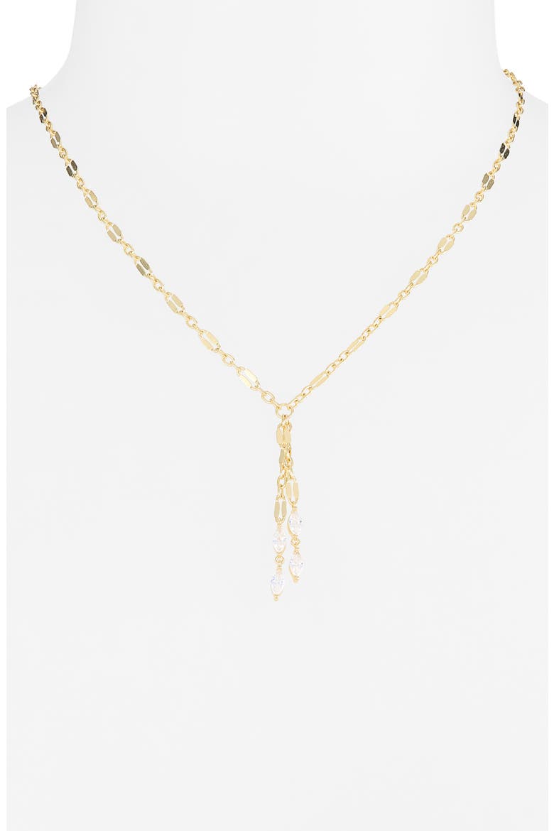 Cubic Zirconia Mariner Lariat Necklace, Alternate, color, CLEAR- GOLD