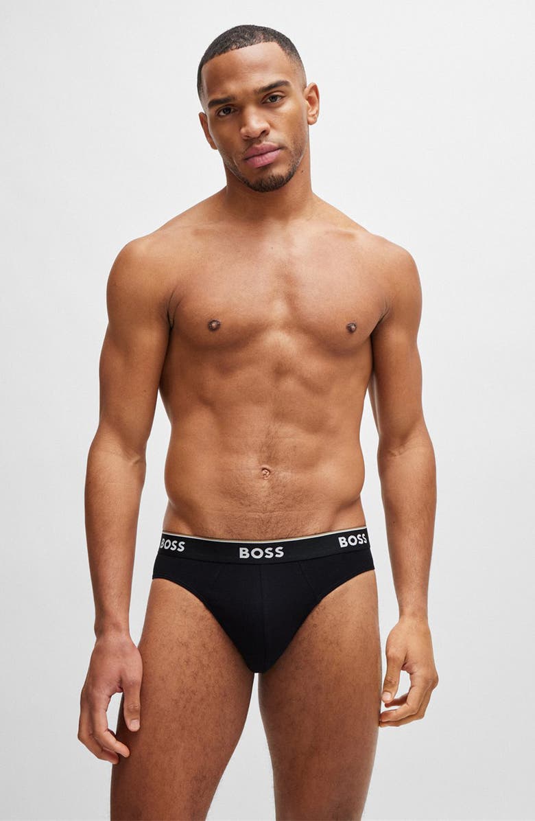 BOSS 3-Pack Power Stretch Cotton Briefs, Alternate, color, Black