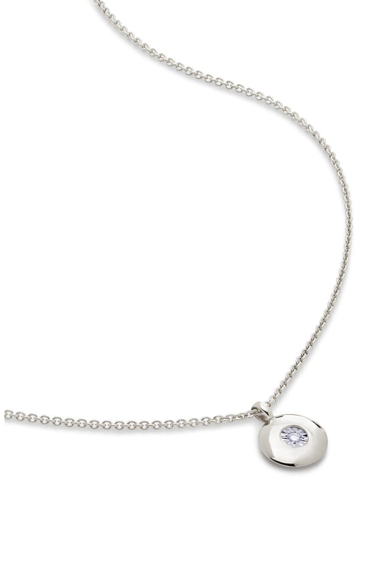 April Birthstone Diamond Pendant Necklace, Main, color, STERLING SILVER