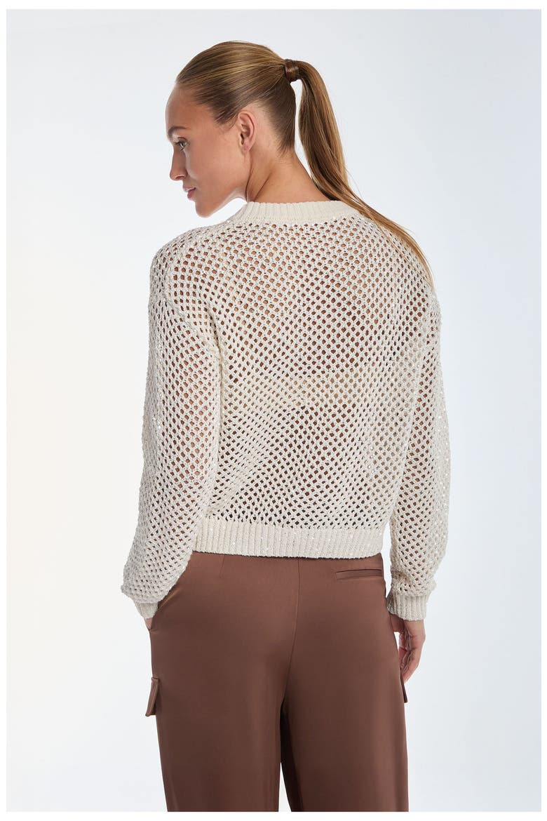 Lucie Sequin Crochet Top, Alternate, color, Pearl