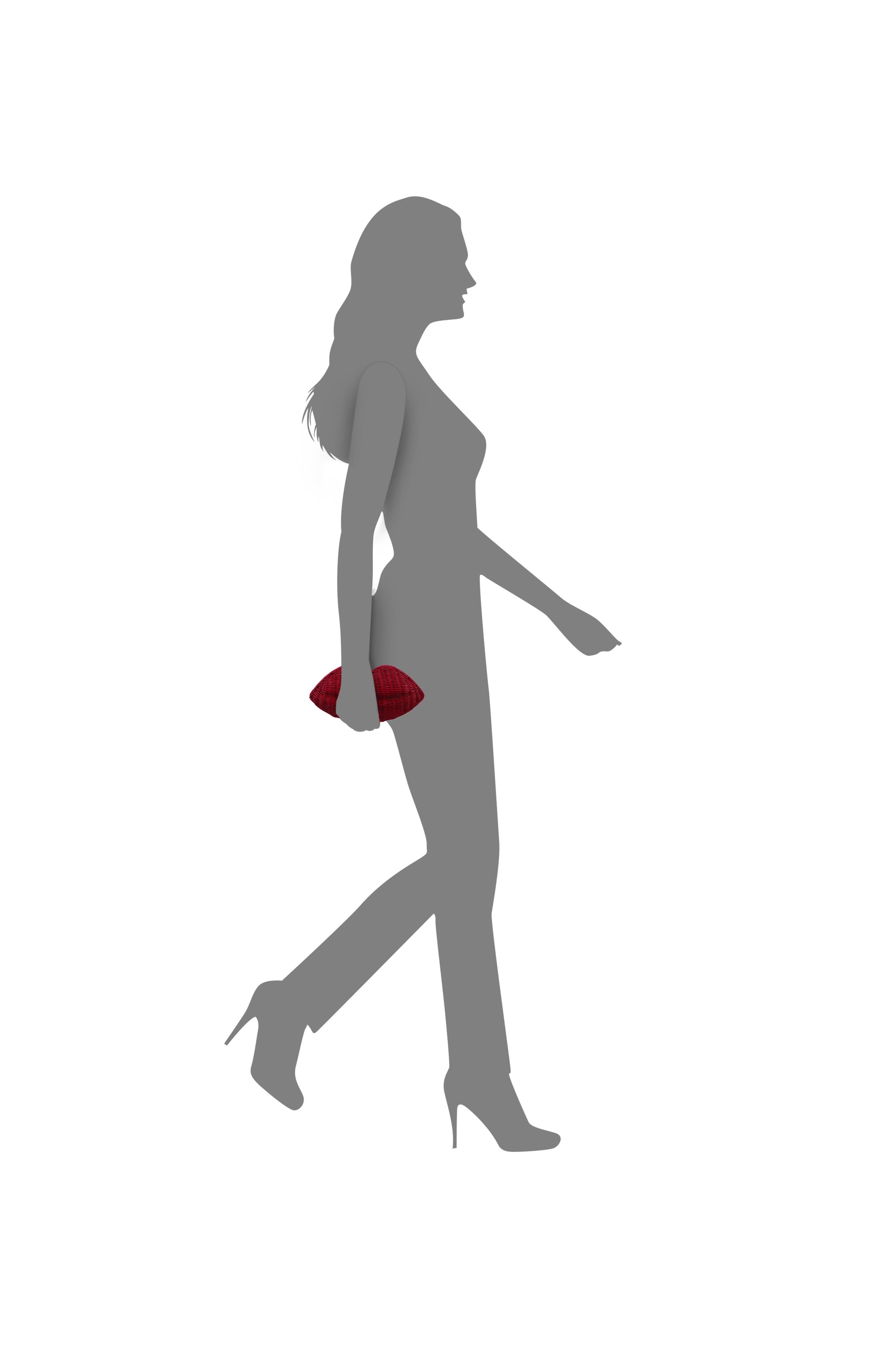 Nina Kiss Rattan Clutch, Alternate, color, Red