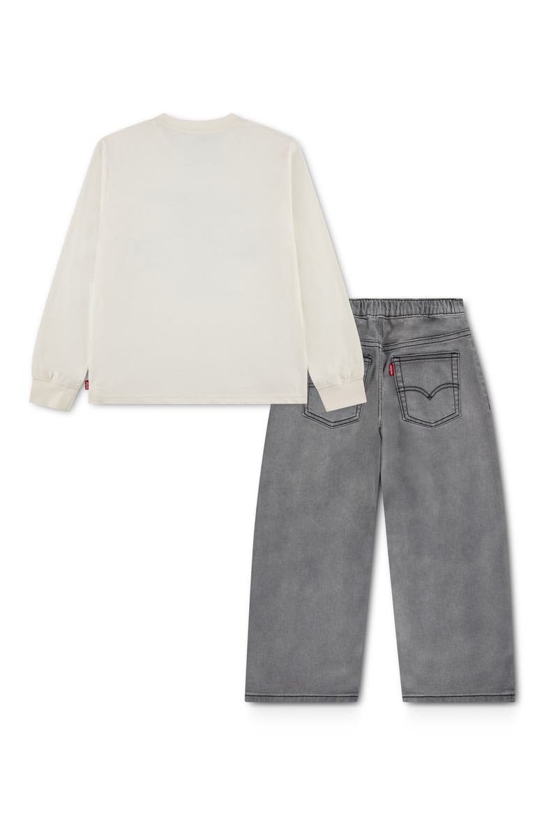 Kids' Car Graphic Tee & Baggy Jeans Set, Alternate, color, LEVIS EGRET