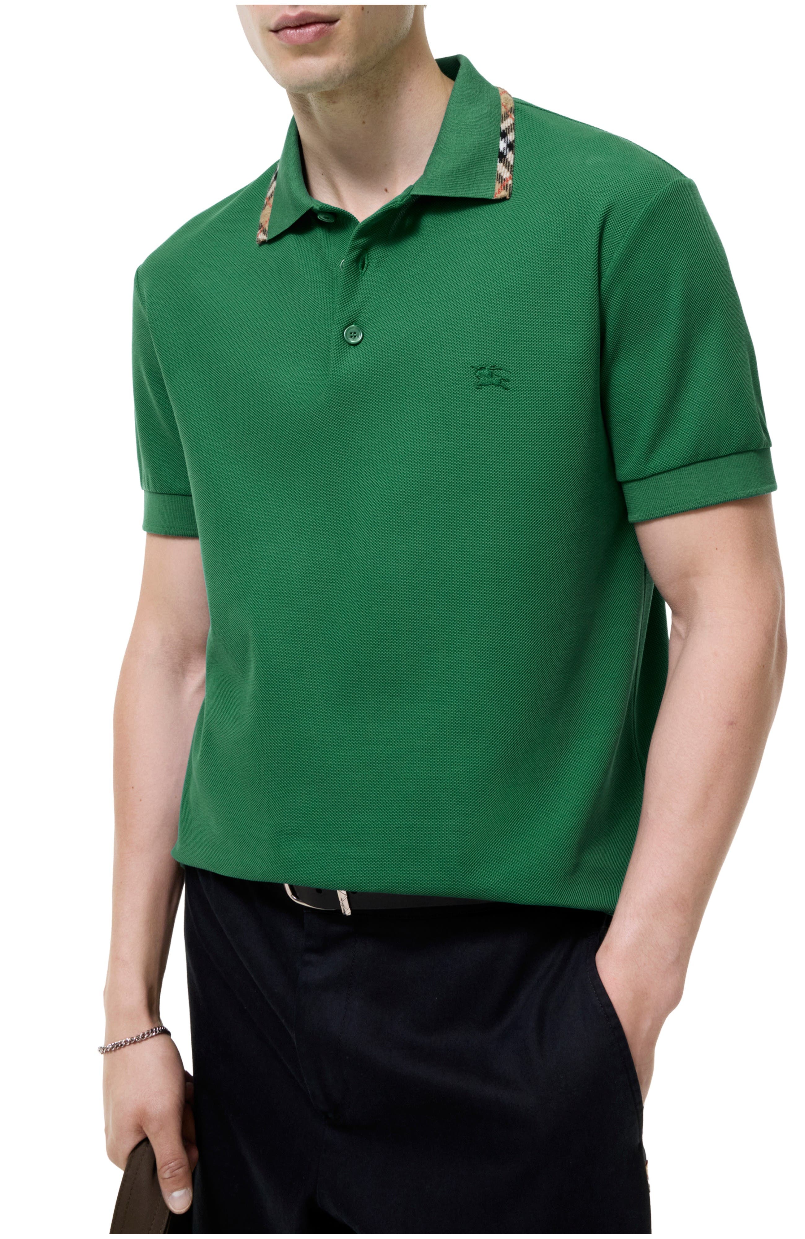 Check Trim Cotton Polo Shirt - image 3