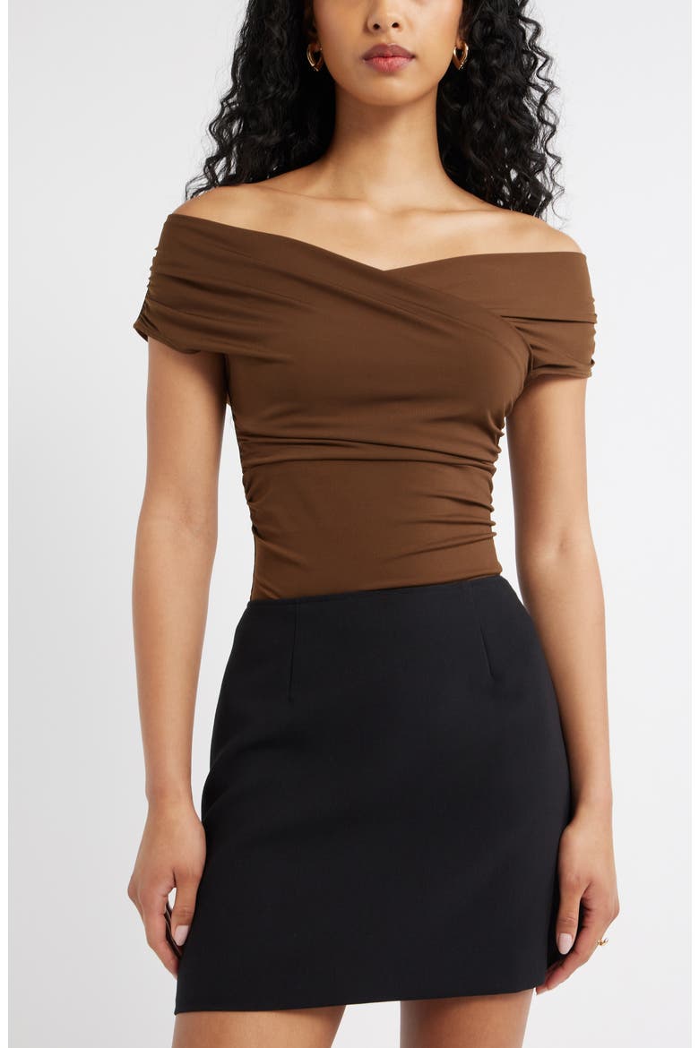Crossover Off the Shoulder Top, Main, color, BROWN TERRA