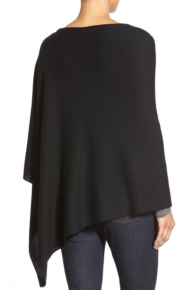 Textured Merino Knit Poncho, Alternate, color, BLACK
