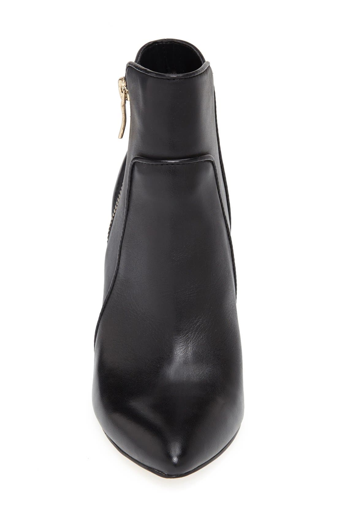 'Jules' Pointy Toe Leather Bootie, Alternate, color, BLACK