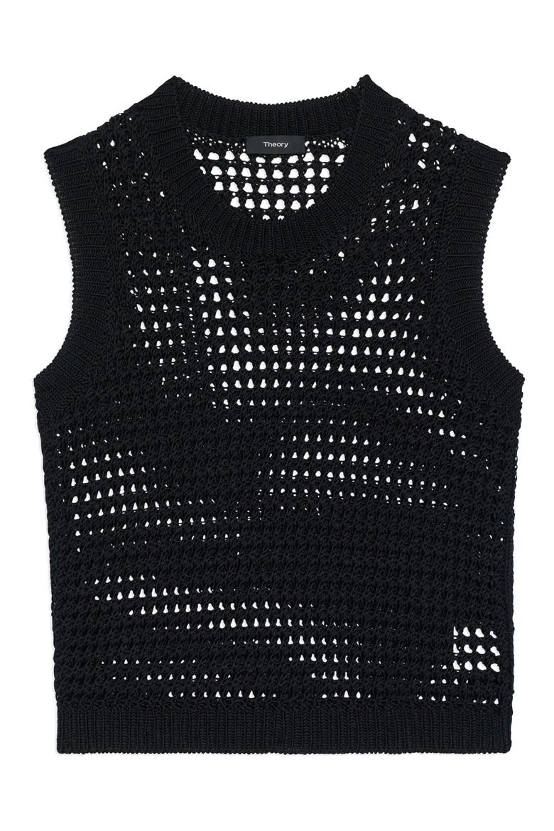 Open Stitch Pima Cotton Sweater Vest, Alternate, color, BLACK - 001