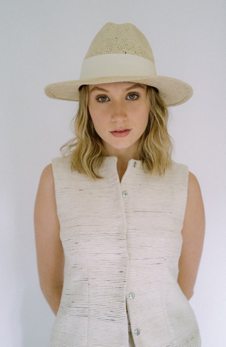 MODERN MONARCHIE Panama Straw Hat, Alternate, color, White