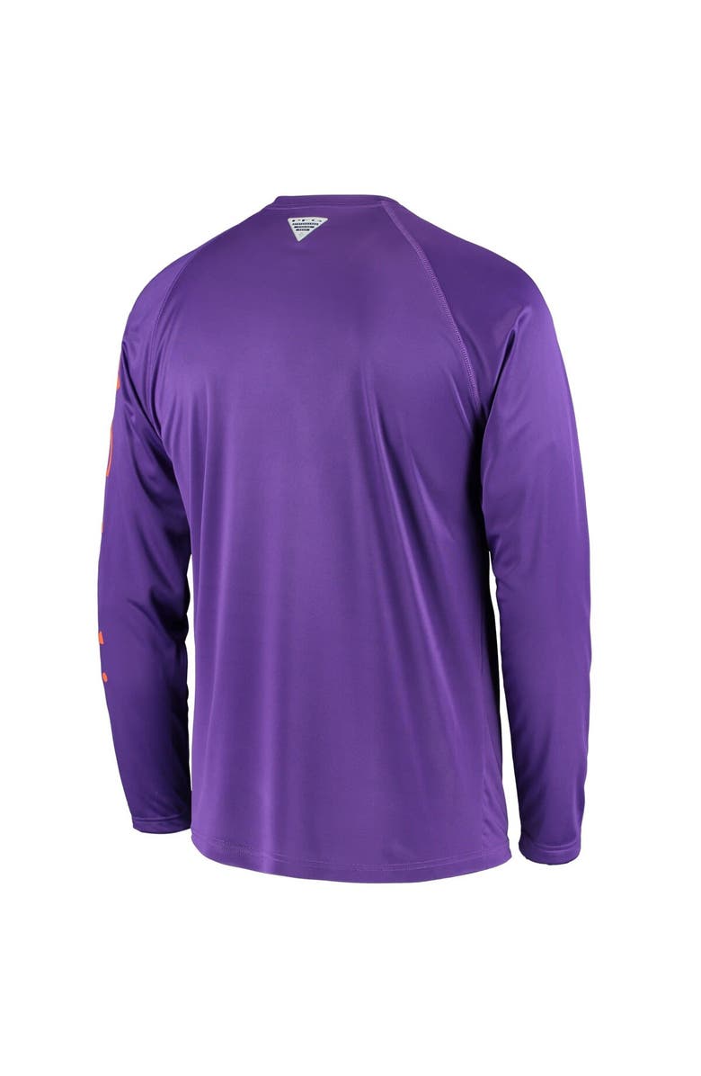 Columbia Men's Columbia Purple Clemson Tigers Terminal Tackle Omni-Shade Raglan Long Sleeve T-Shirt, Alternate, color, 