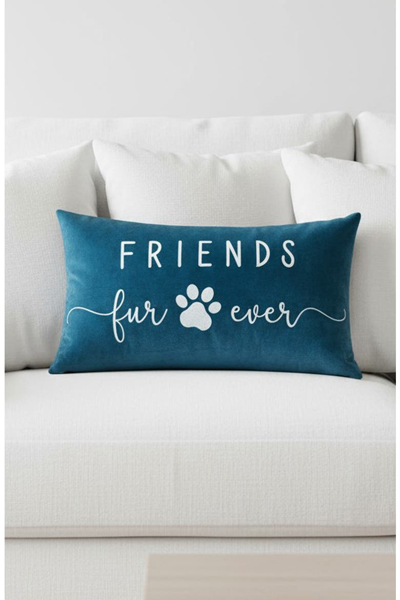 Friends Fur Ever Embroidered Accent Pillow, Alternate, color, BLUE