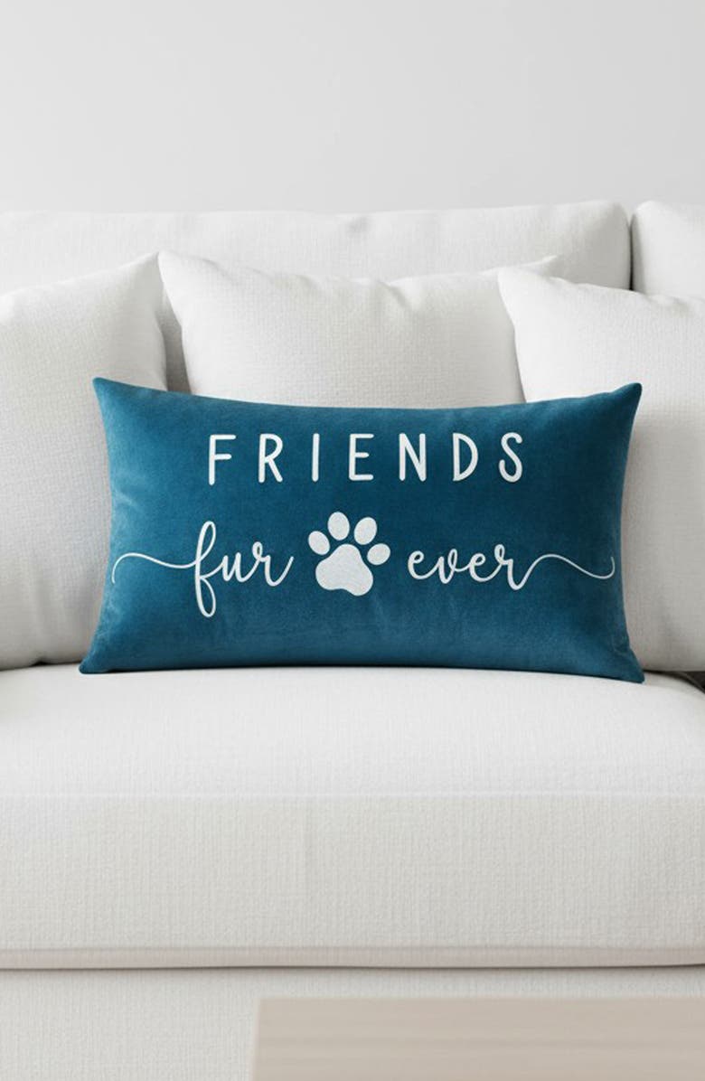 STUDIOCHIC Friends Fur Ever Embroidered Accent Pillow, Alternate, color, Blue