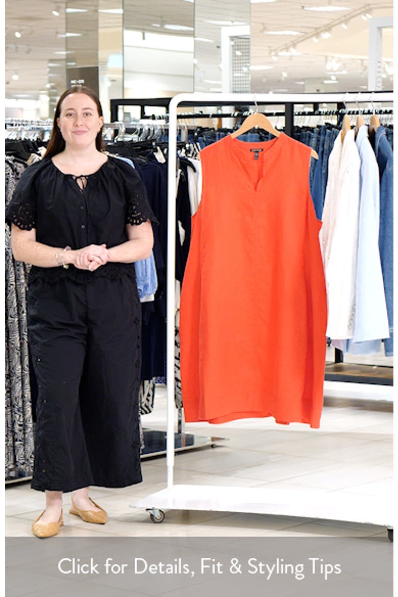 Split Neck Organic Linen Shift Dress video
