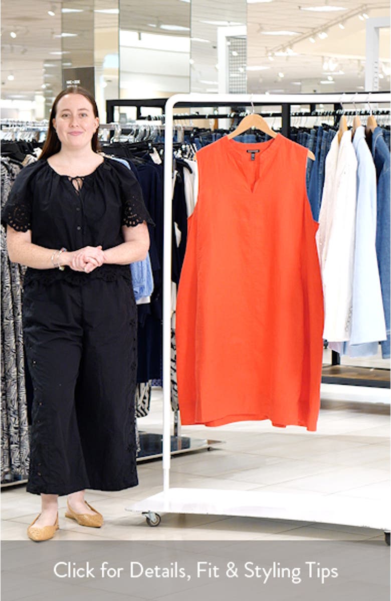 Split Neck Organic Linen Shift Dress, sales video thumbnail