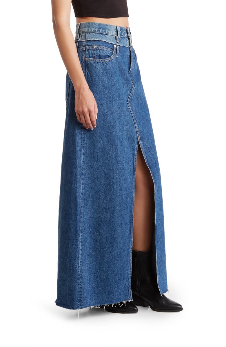 SLVRLAKE Re-Work Dallas Double High Waist Organic Cotton Denim Maxi Skirt, Alternate, color,