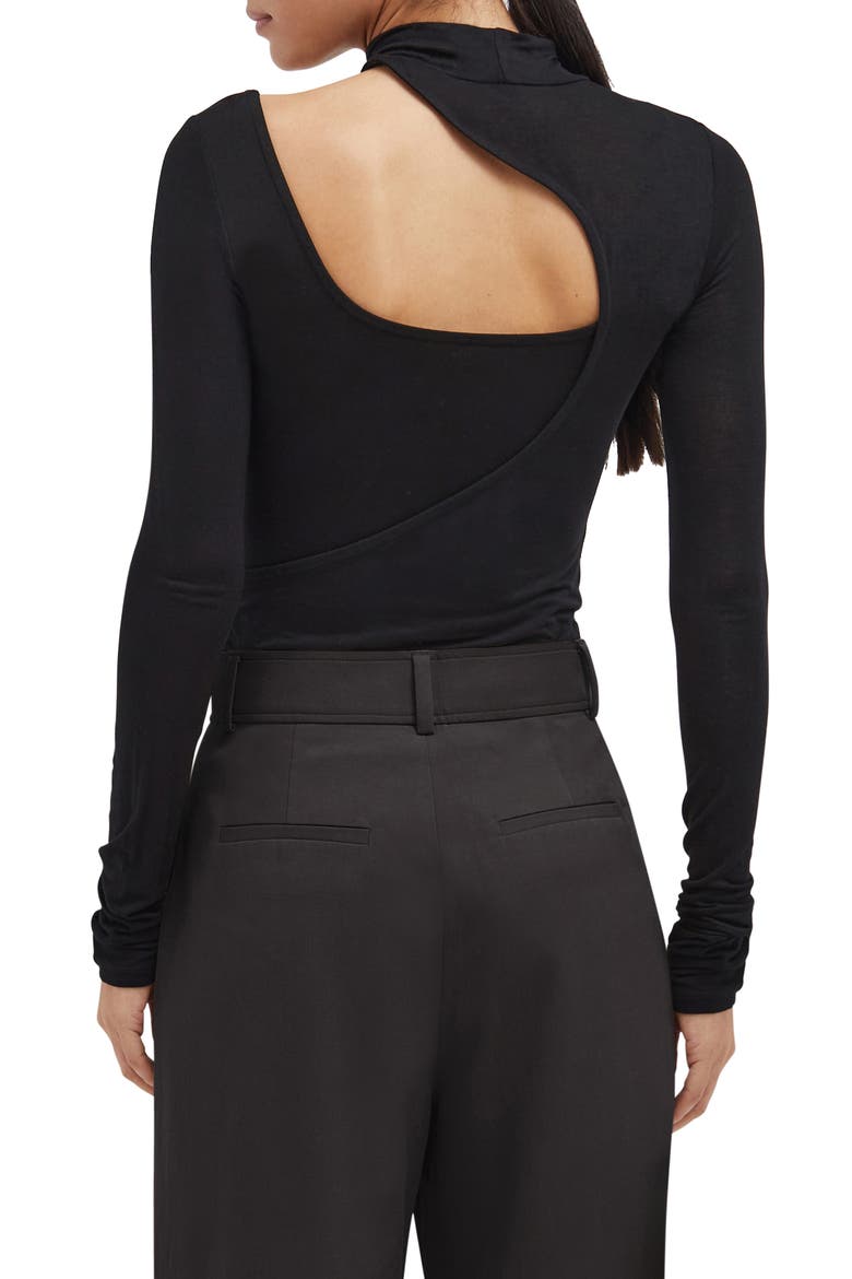 Soho Cutout Mock Neck Top, Alternate, color, BLACK