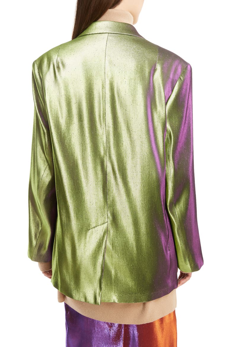 Two-Tone Lamé Blazer, Alternate, color, GREEN
