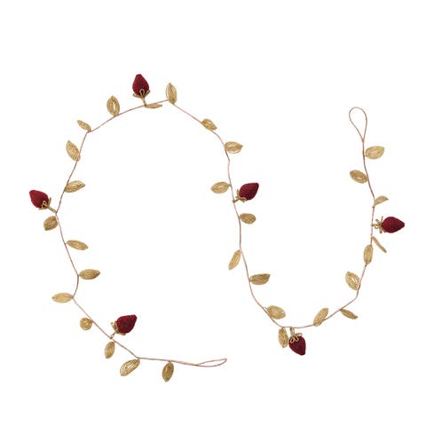 Glass Beaded Strawberry & Leaf Garland with Iron Wire