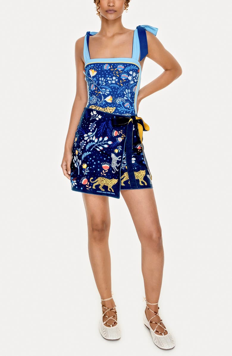 Jessie Zhao New York Swim Cover Up Skirt-Amazon Rainforest, Alternate, color, Blue