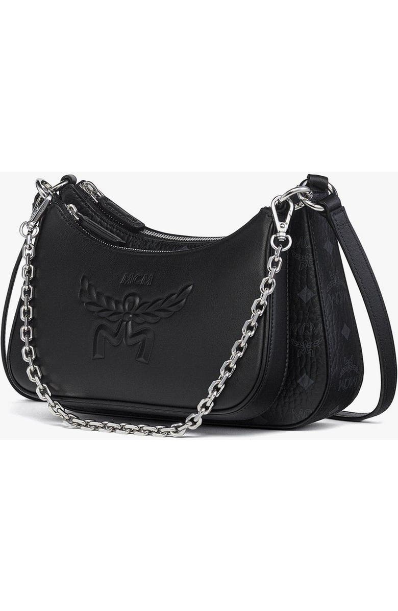 MCM Aren Duo Hobo in Visetos, Alternate, color, Black