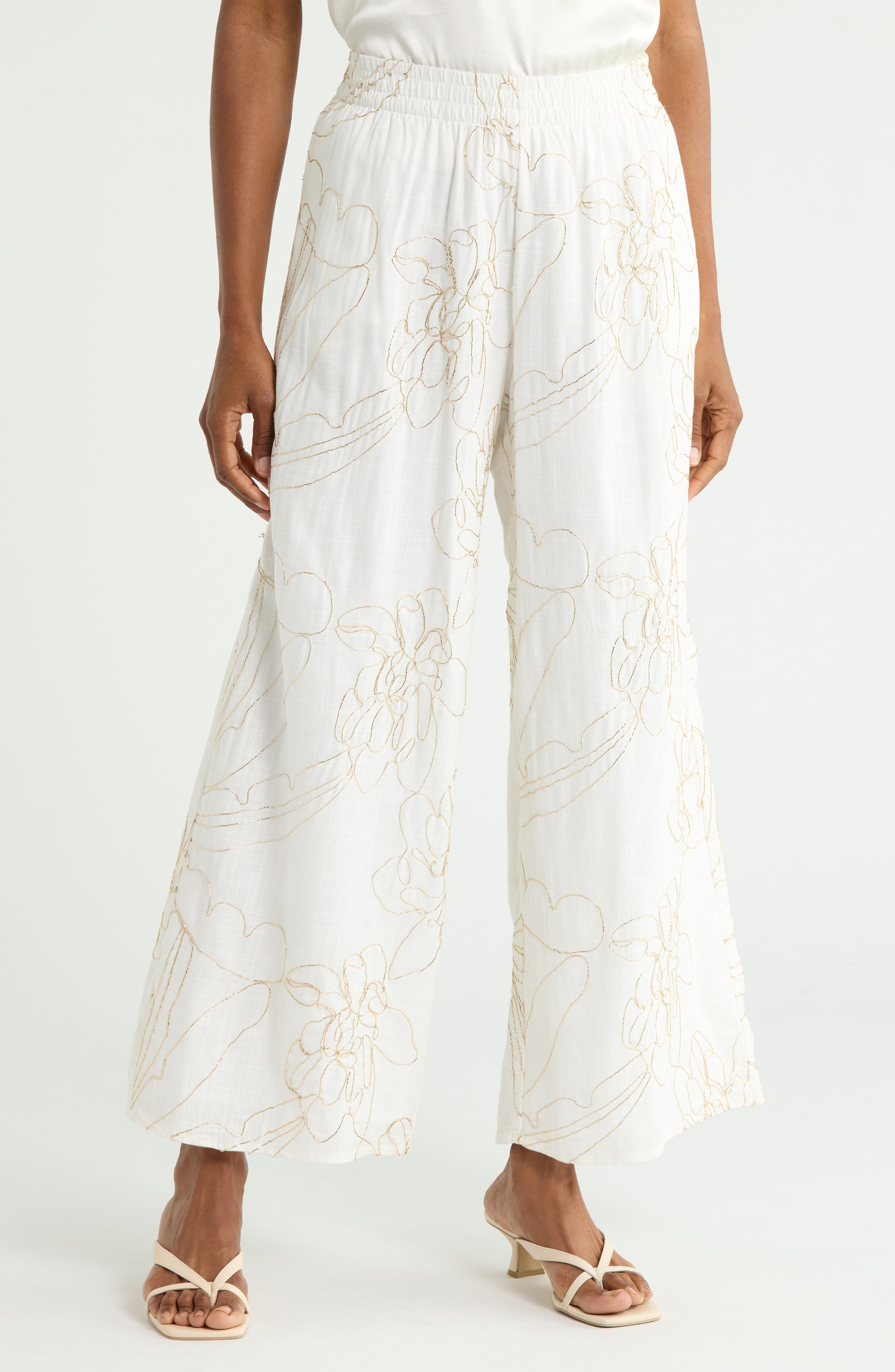 Metallic Embroidered Pants