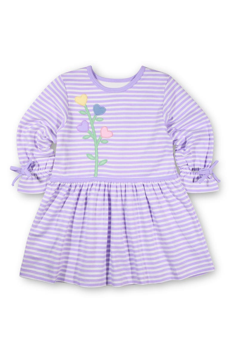 Florence Eiseman Knit Dress With Heart Flowers, Main, color, Light Purple, White