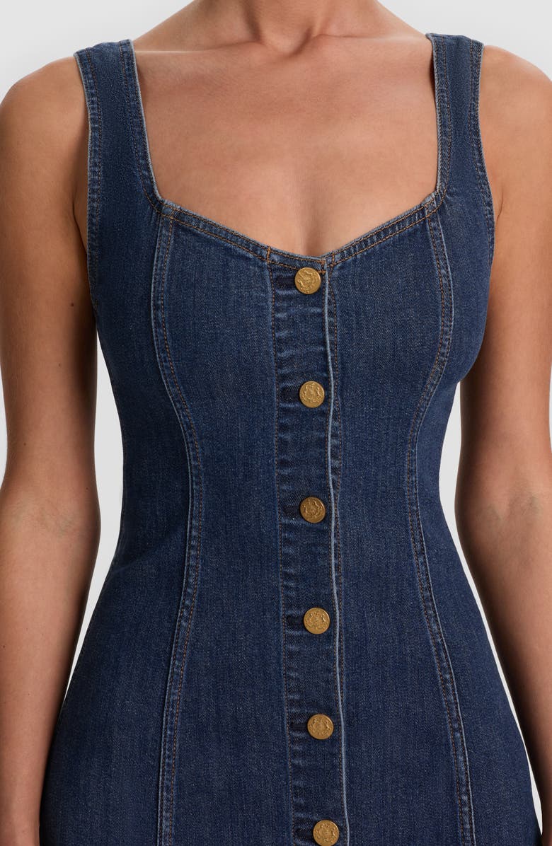 Alice + Olivia Bea Denim Minidress, Alternate, color, Danica Dark Indigo