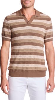 PAISLEY & GRAY Trim Fit Johnny Collar Stripe Knit Polo