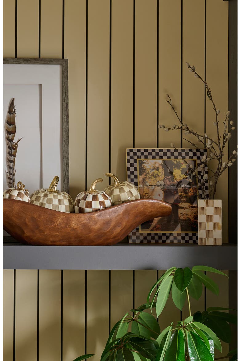 Mocha Check Small Pillar Vase, Alternate, color, BROWN