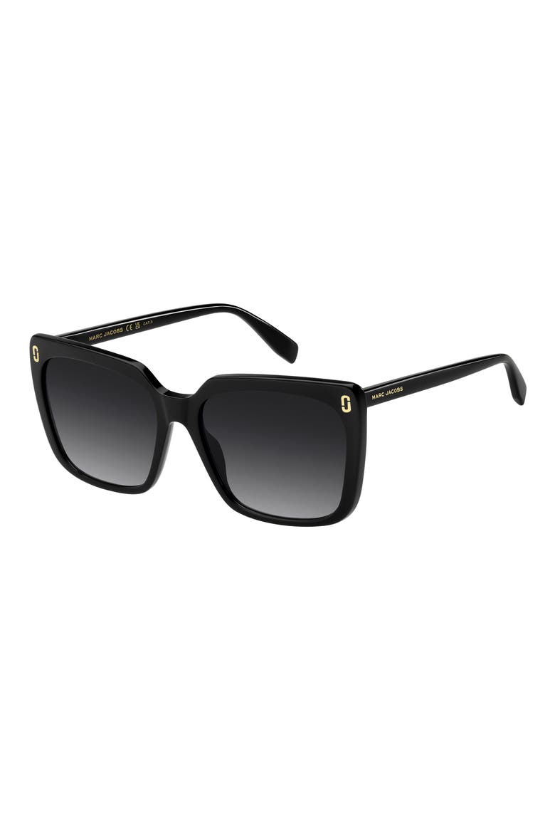 56mm Gradient Square Sunglasses, Alternate, color, BLACK/ DARK GREY SF