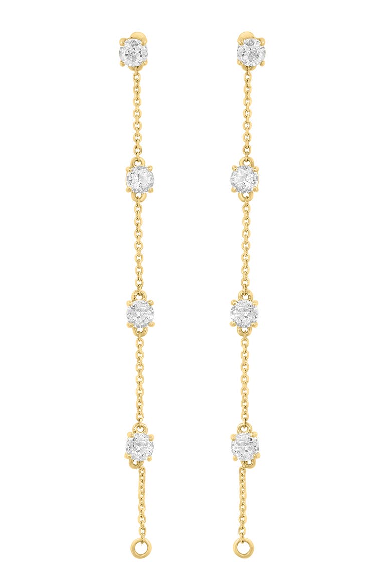 14K Yellow Gold White Topaz Linear Drop Earrings, Alternate, color, Yellow