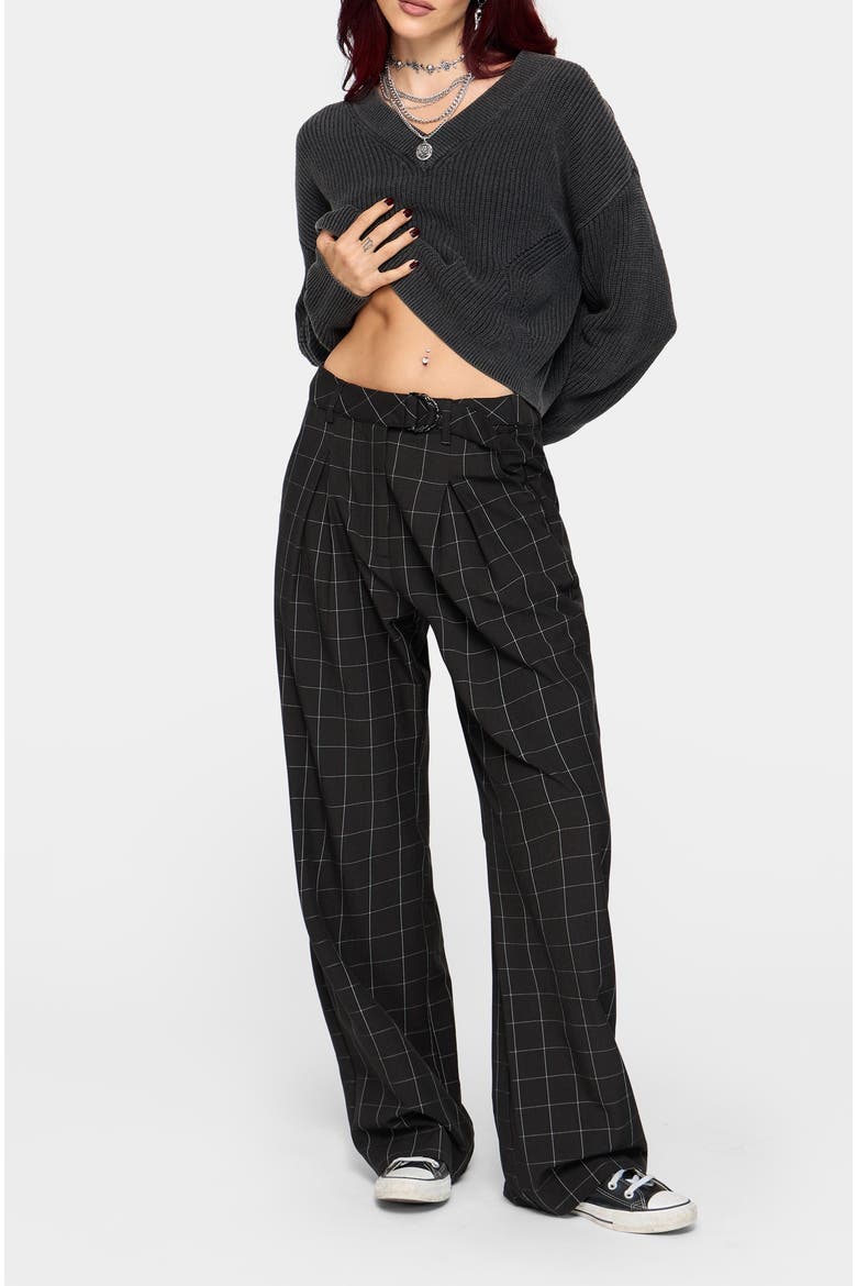 Brandi Check D-ring Straight Leg Trouser, Alternate, color, Charcoal