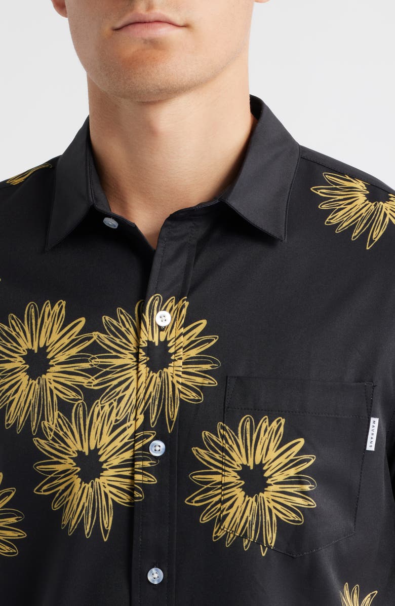 MAVRANS Palm Weekend Short Sleeve Button-Up Shirt, Alternate, color, Black