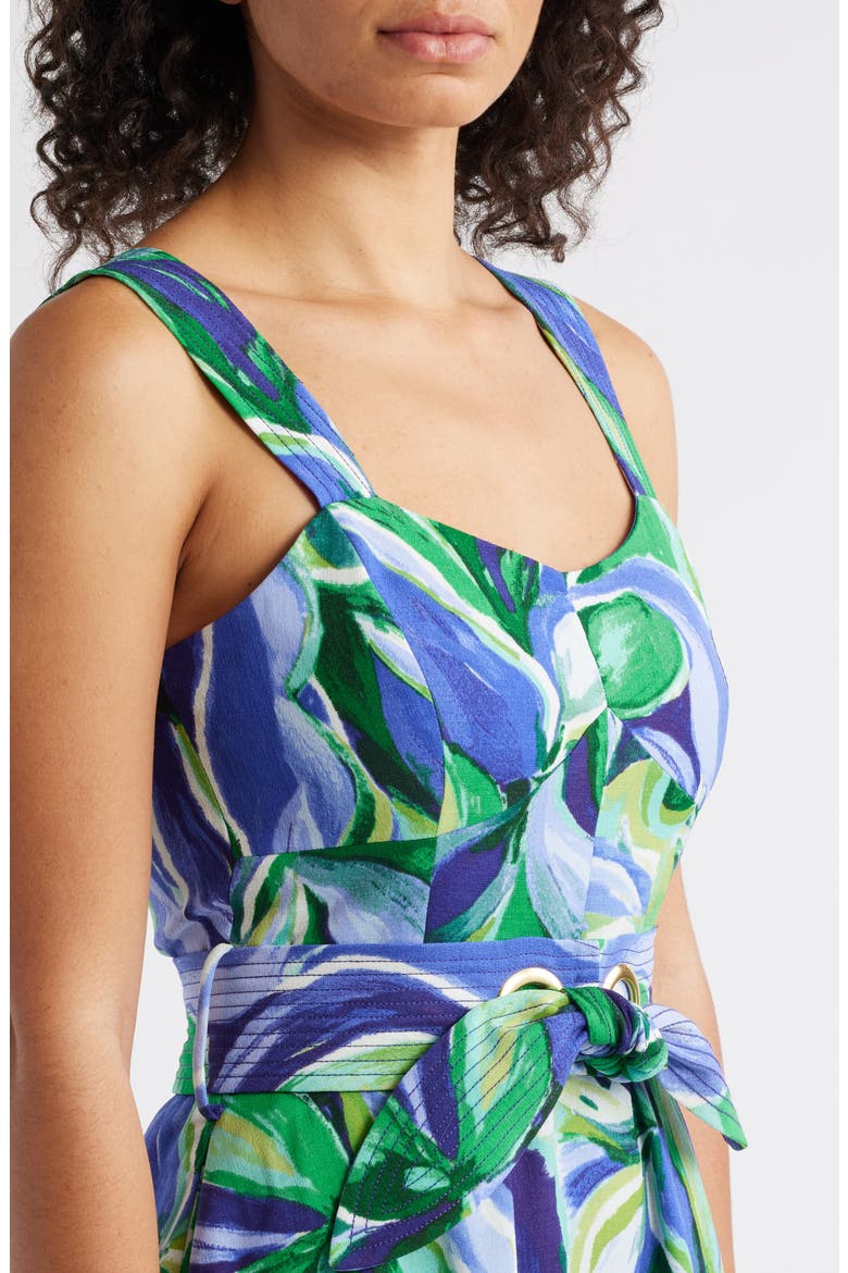 Sleeveless Midi Dress, Alternate, color, PACIFIC BLUE LEAF