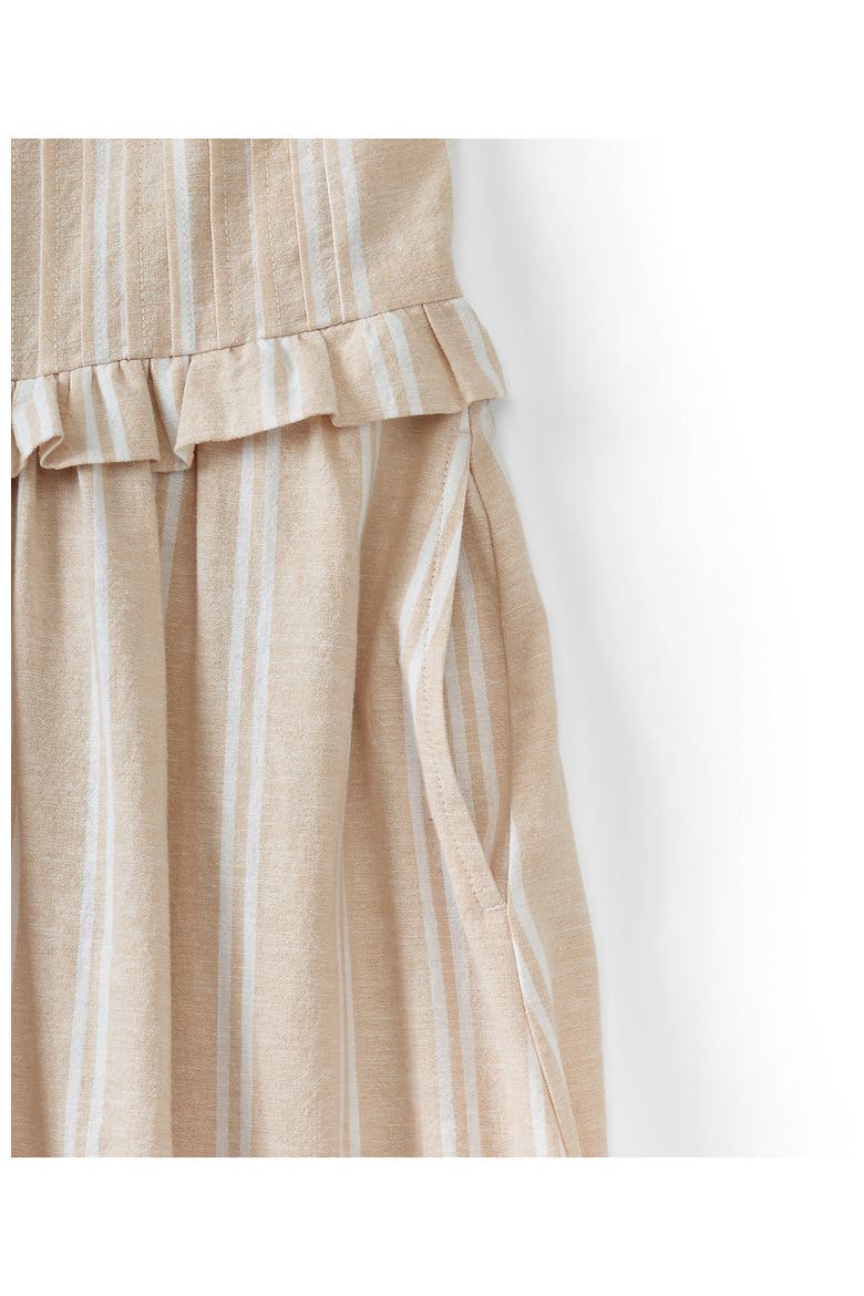 Plus Size Linen Blend Pintuck Tank Midi Dress, Alternate, color, Champagne/White Double Stripe
