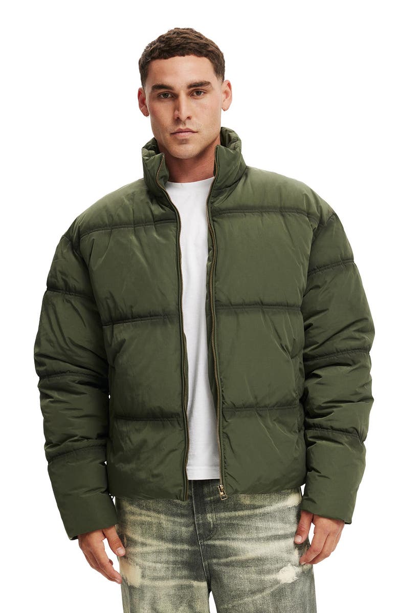 Cotton On Men's Puffer Jacket, Alternate, color, Storm Green