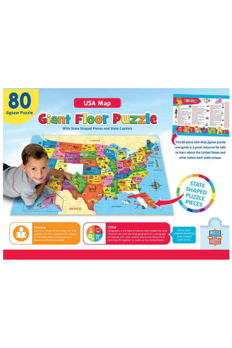 Explorer - USA Map 80 Piece Floor Jigsaw Puzzle, Alternate, color, Multicolor