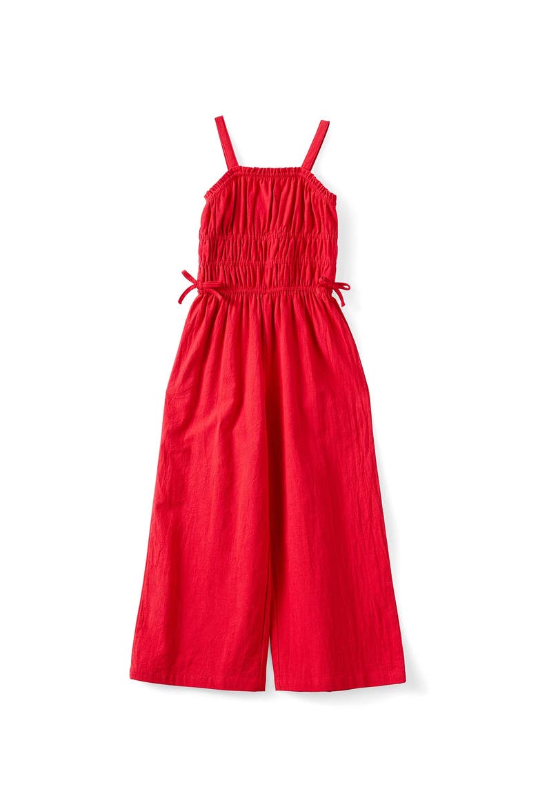 Kid's Shirred Bow Jumpsuit, Main, color, Varsity Red