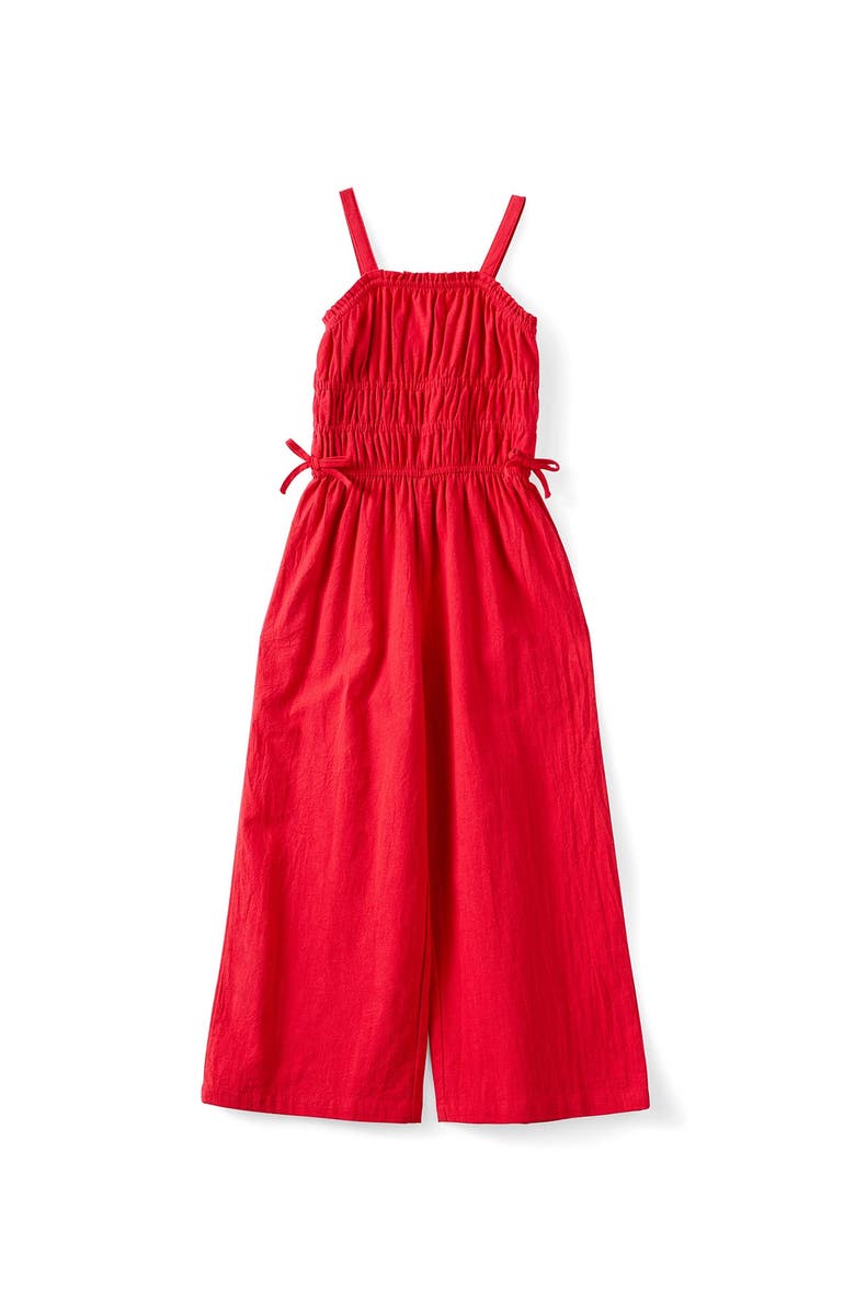 Cotton On Kids Kid's Shirred Bow Jumpsuit, Main, color, Varsity Red