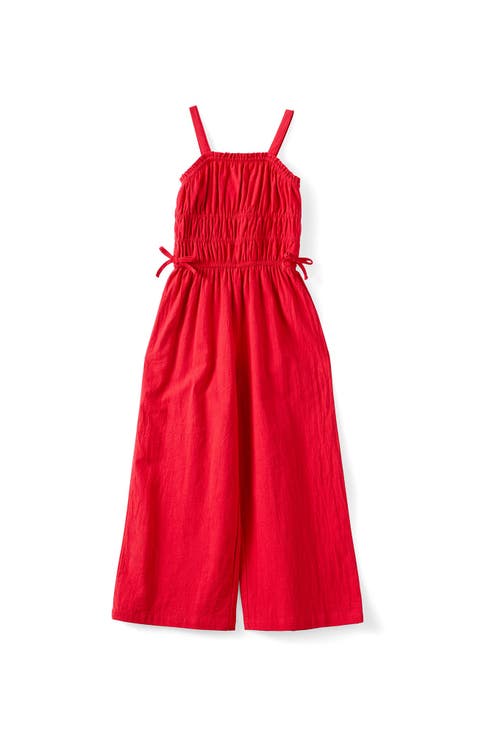 Kid's Shirred Bow Jumpsuit