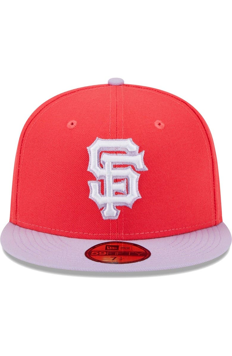New Era Men's New Era Red/Lavender San Francisco Giants Spring Color Two-Tone 59FIFTY Fitted Hat, Alternate, color, Red