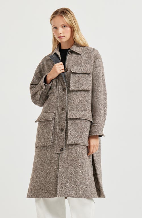 Brunello Cucinelli Herringbone Pocket Jacket In Brown