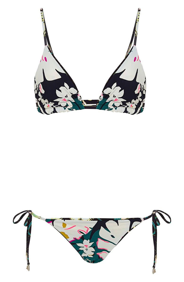 Maaji Lydia Floral Dream Reversible Bikini Top, Alternate, color, Black