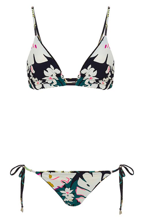 Maaji Lydia Floral Dream Reversible Bikini Top In Black