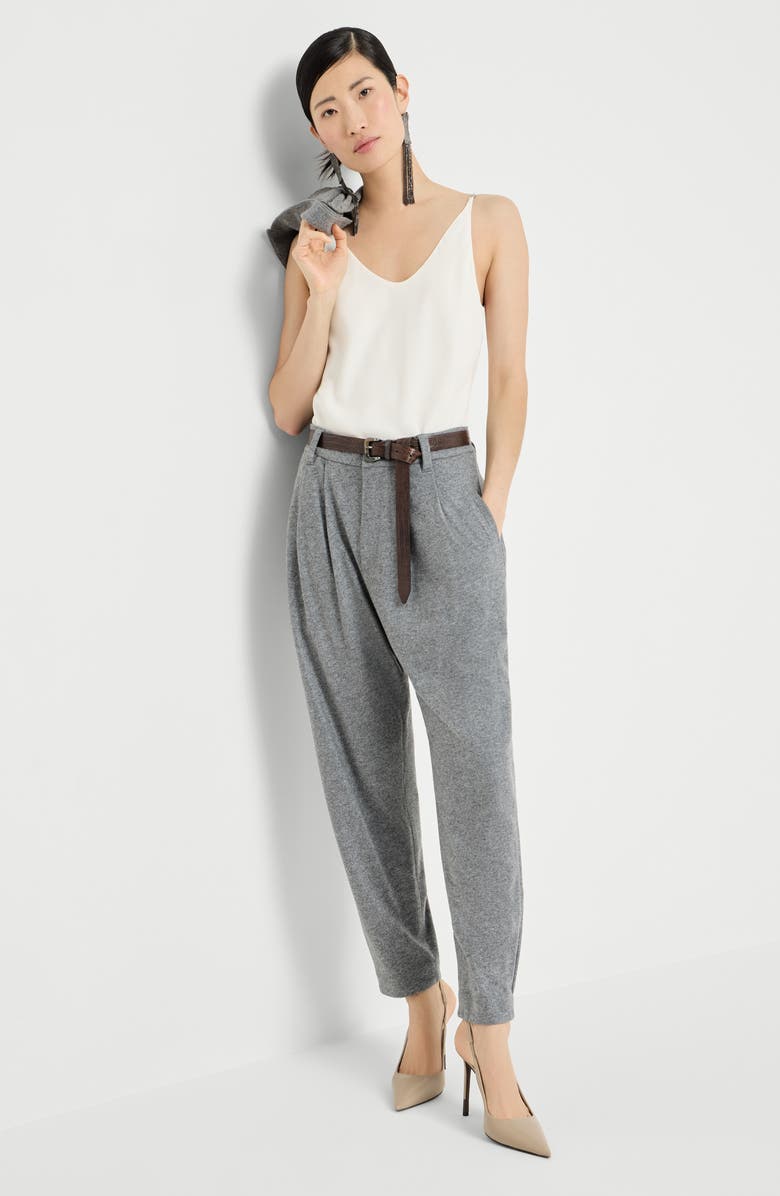 Brunello Cucinelli Cashmere jersey trousers, Alternate, color, Grey