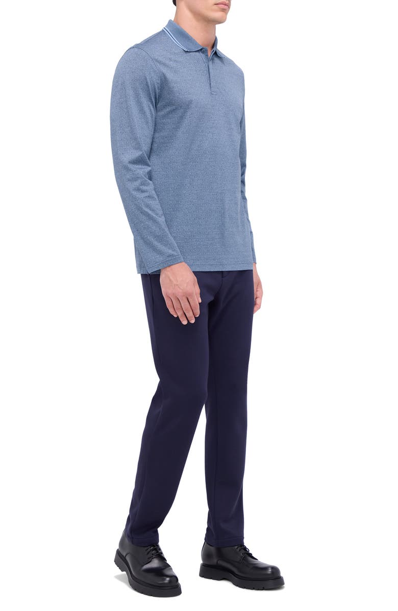 Bugatchi Jacquard Long Sleeve Polo, Alternate, color, Air Blue