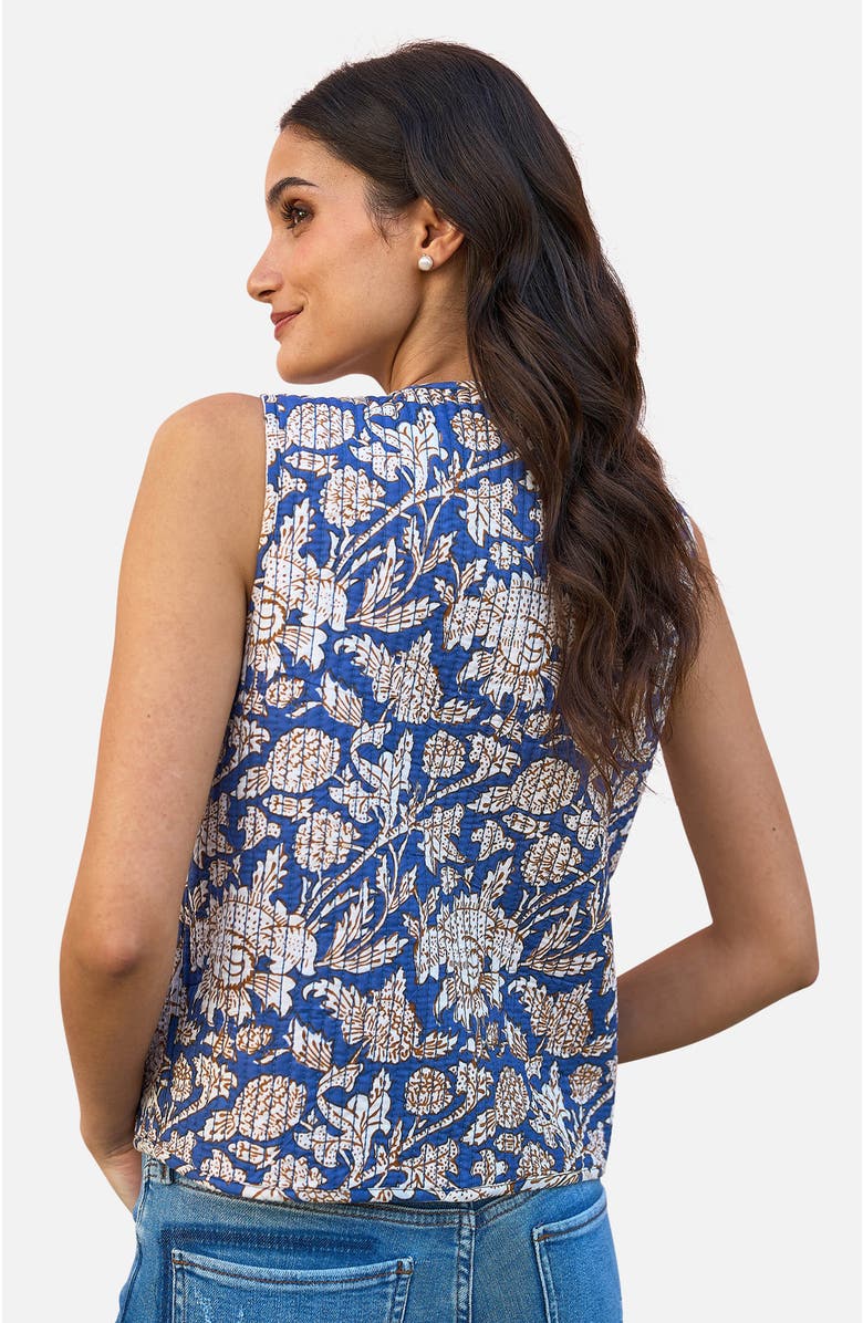 Yumi Floral Reversible Quilted Vest Jacket, Alternate, color, White