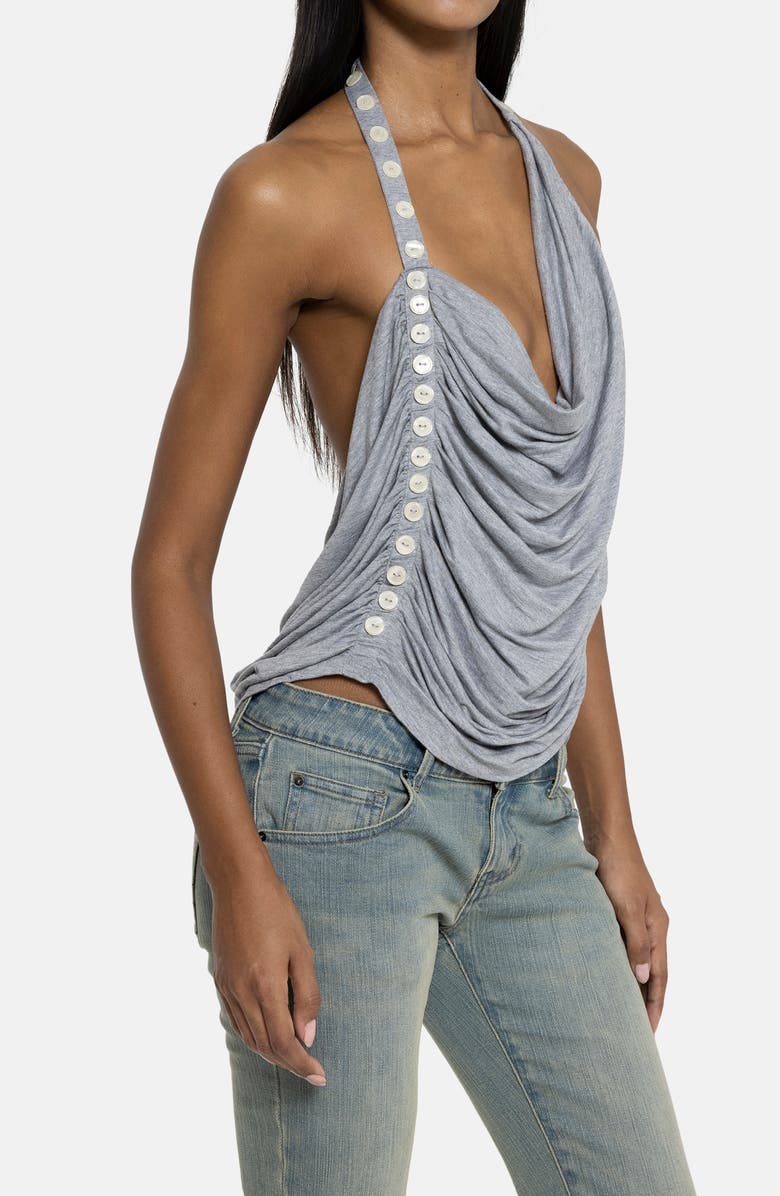 JADED LONDON Button Drape Halter Top, Alternate, color, Grey