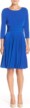 Eliza J Pleated Jersey Fit & Flare Dress