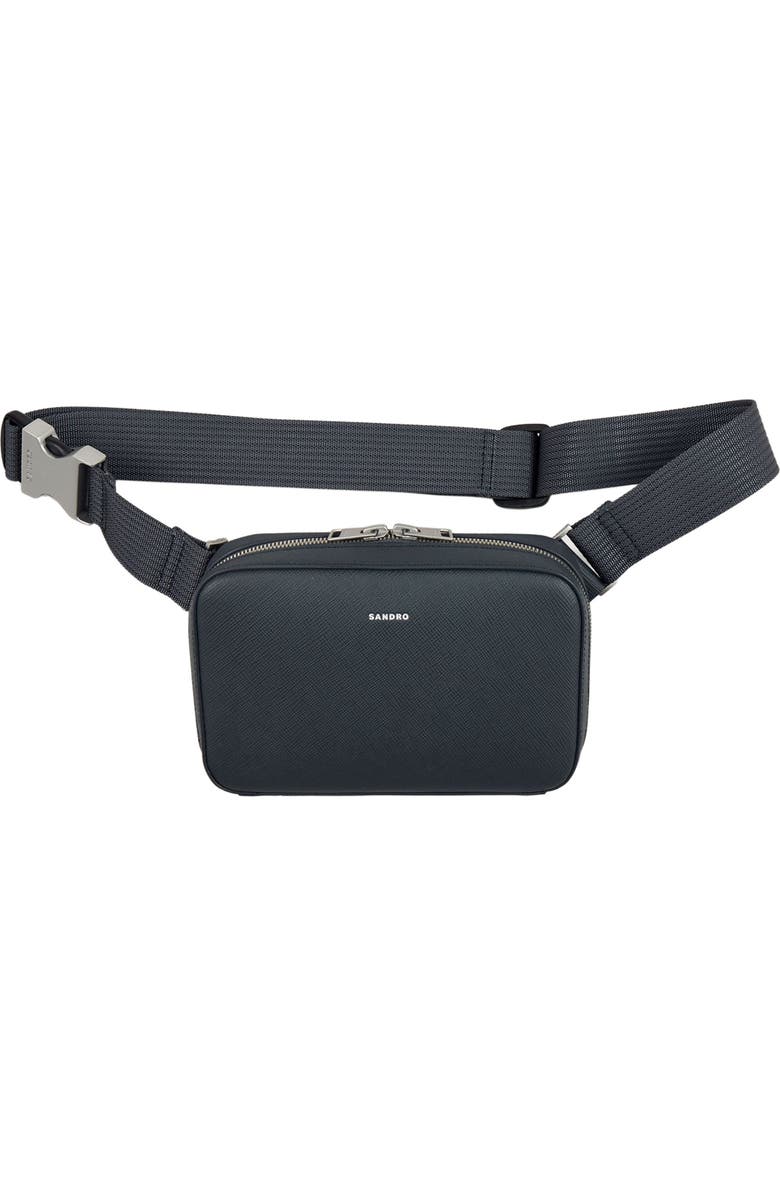 SANDRO Small reconstitued leather bag, Main, color, Steel